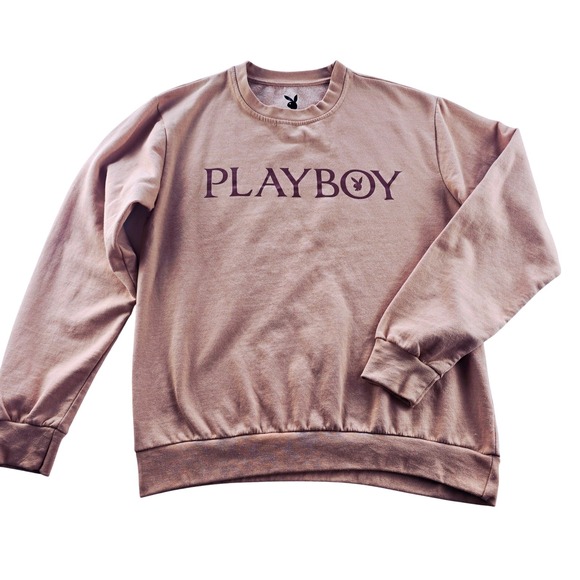 Playboy -851 Crewneck Sweatshirt Pink Beige Pullover Men's Medium /Women's Large - Picture 1 of 5